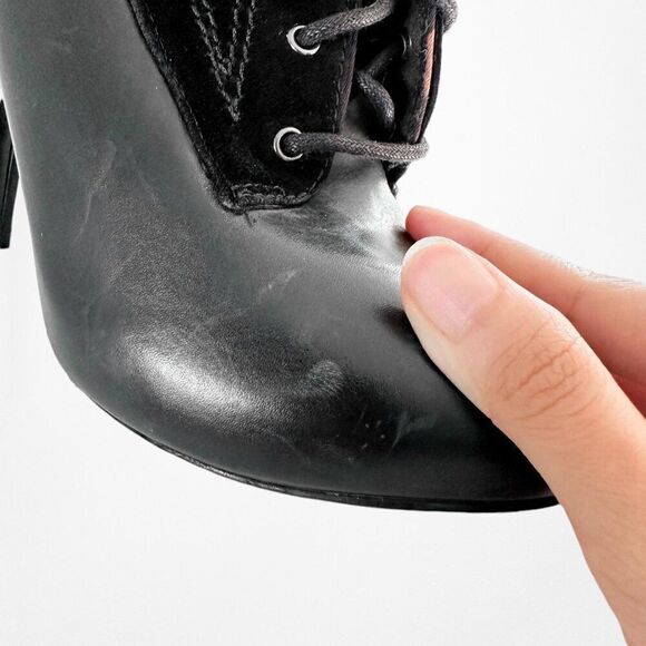 Vintage Y2K Guess Leather Suede Lace Up Military Ankle Stiletto Boots Size 6M - Picture 4 of 5